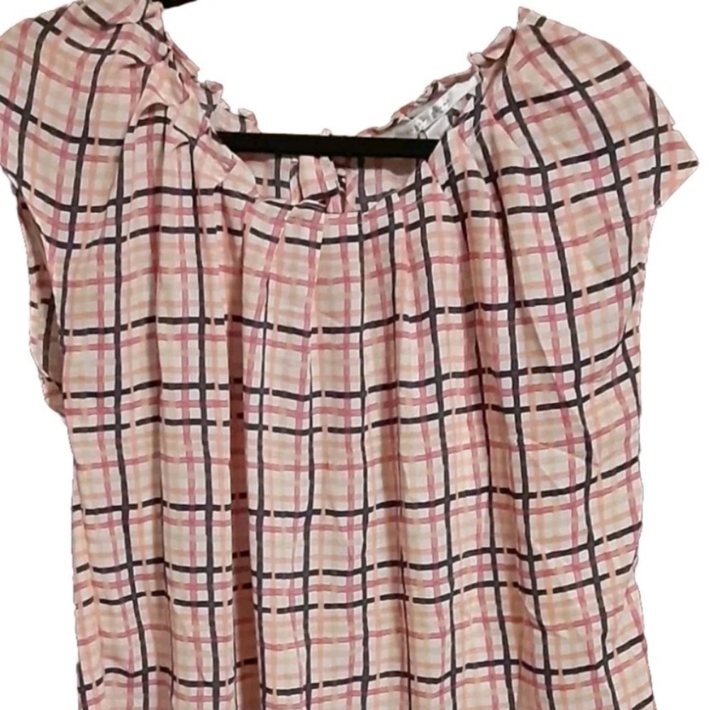 LAURA CONRAD Plaid Ruffle Top Women's Size L NWT